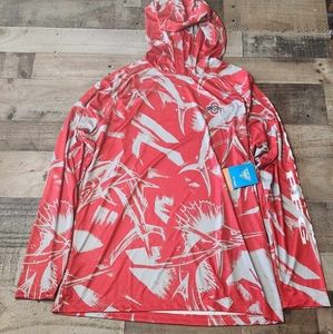 Columbia Shirt Mens L Ohio State Buckeyes PFG Super Terminal Tackle Hooded NCAA